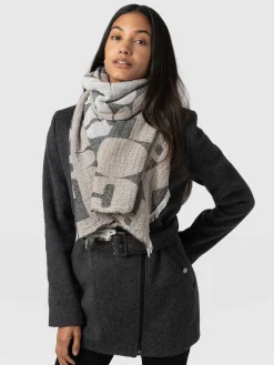 Online Saint and Sofia Abstract Rock Scarf - Black/Cream