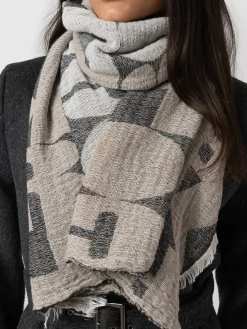 Online Saint and Sofia Abstract Rock Scarf - Black/Cream