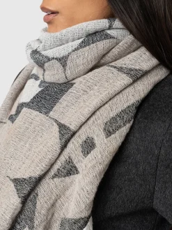Online Saint and Sofia Abstract Rock Scarf - Black/Cream