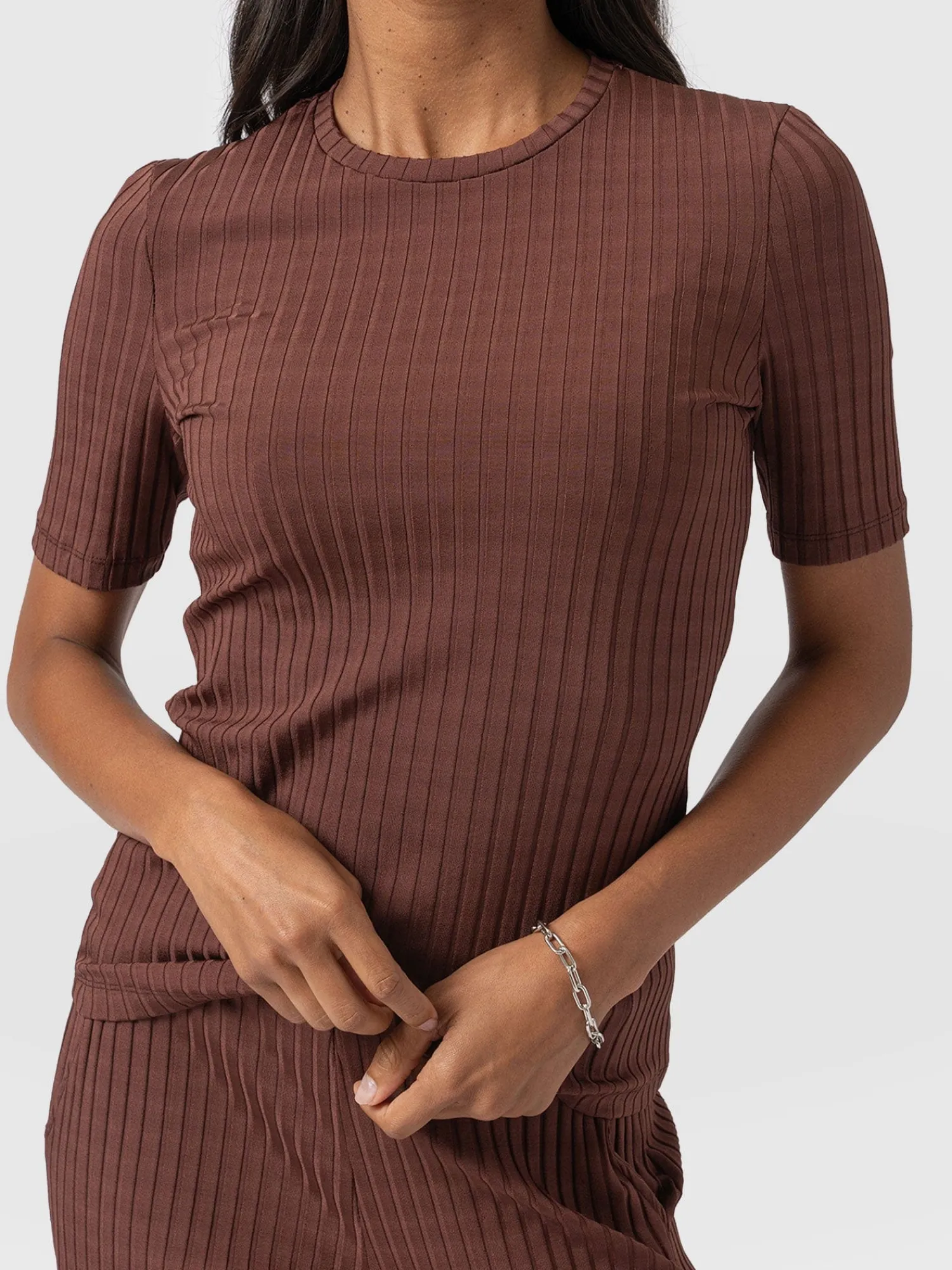 Online Saint and Sofia Adaline Tee - Maroon Rib
