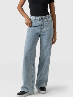 Fashion Saint and Sofia Adjustable Wide Leg Jeans - Pale Blue
