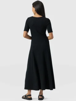 Hot Saint and Sofia Akia Short Sleeve Dress - Black Textured