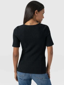 Fashion Saint and Sofia Akia Short Sleeve Tee - Black Textured