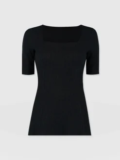 Fashion Saint and Sofia Akia Short Sleeve Tee - Black Textured