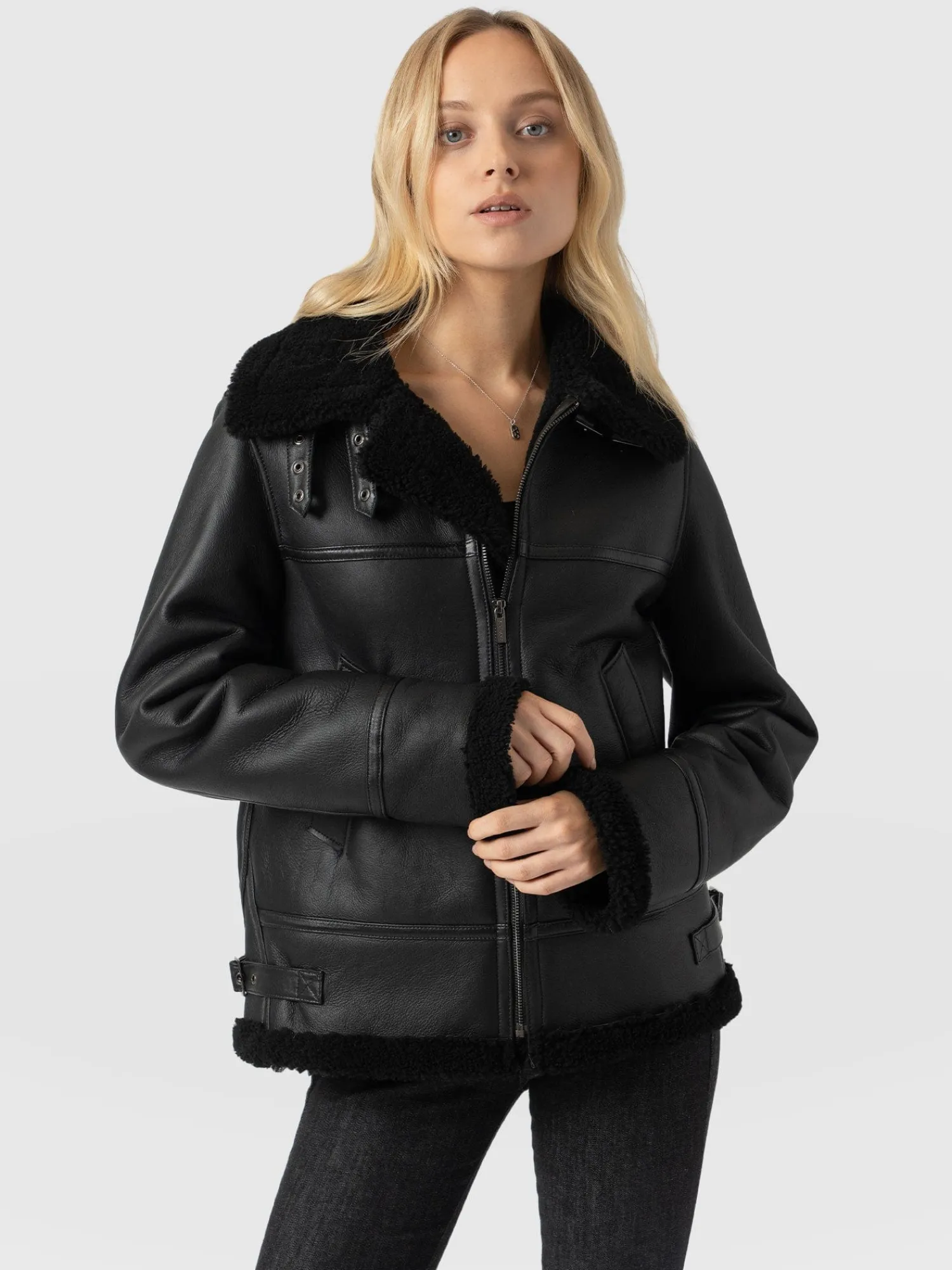 New Saint and Sofia Amelia Aviator Jacket - Black