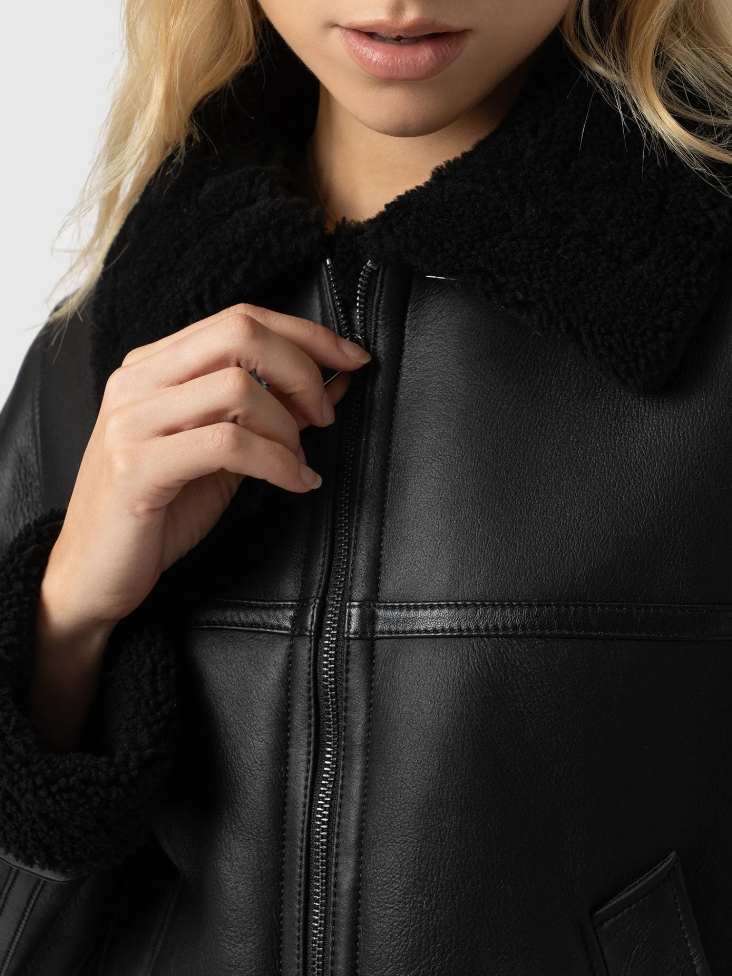New Saint and Sofia Amelia Aviator Jacket - Black