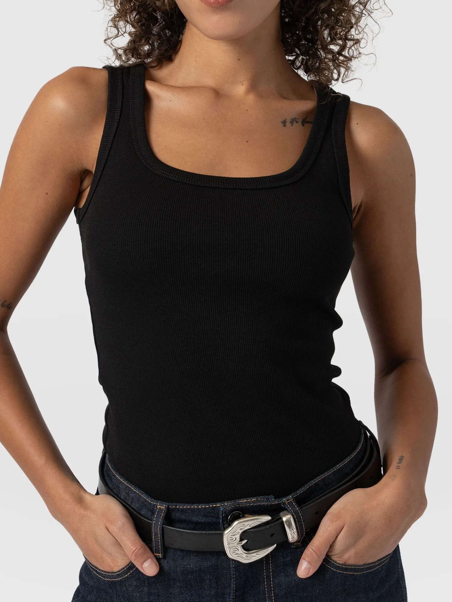 Fashion Saint and Sofia Asher Scoop Neck Vest - Black