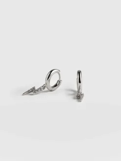 Hot Saint and Sofia Astral Lightning Charm Drop Earrings - Silver
