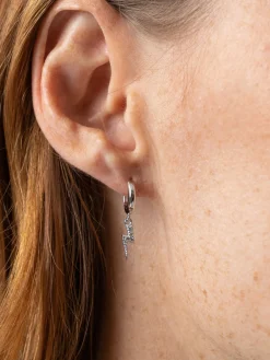 Hot Saint and Sofia Astral Lightning Charm Drop Earrings - Silver