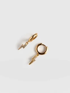 New Saint and Sofia Astral Lightning Charm Drop Earrings - Gold
