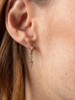 New Saint and Sofia Astral Lightning Charm Drop Earrings - Gold