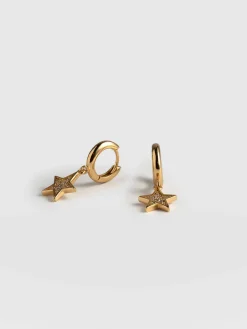 Outlet Saint and Sofia Astral Star Charm Drop Huggie Earrings - Gold