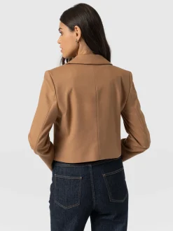 Hot Saint and Sofia Astrid Crop Blazer - Camel