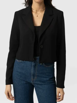 Clearance Saint and Sofia Astrid Cropped Blazer - Black