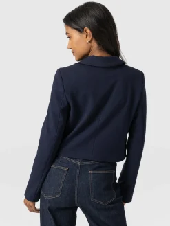 New Saint and Sofia Astrid Cropped Blazer - Navy