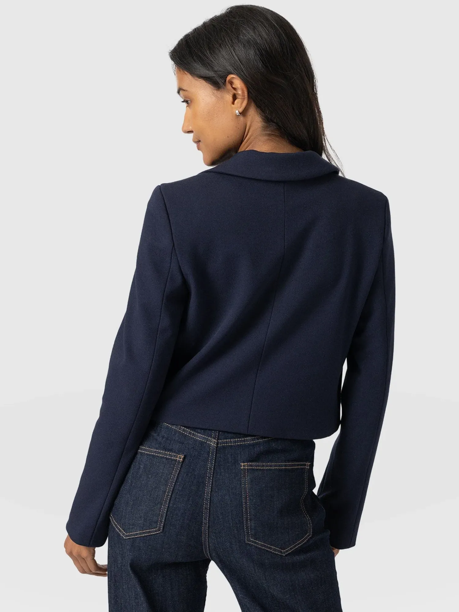 New Saint and Sofia Astrid Cropped Blazer - Navy