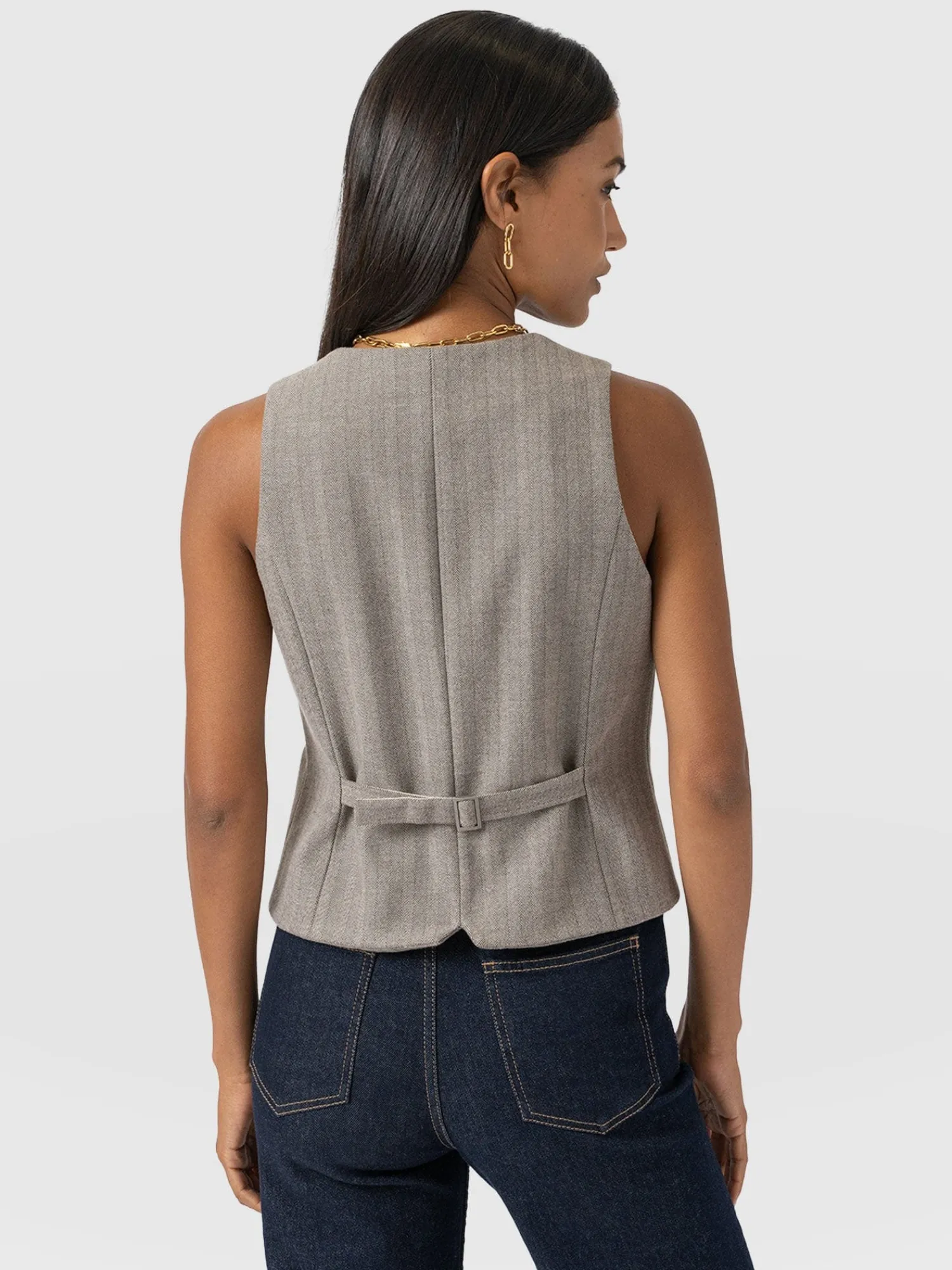Sale Saint and Sofia Astrid Vest - Brown Herringbone