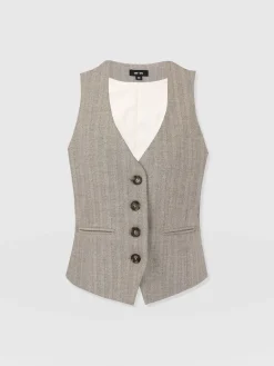 Sale Saint and Sofia Astrid Vest - Brown Herringbone