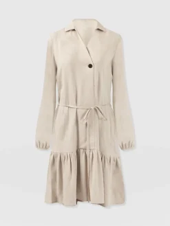 Hot Saint and Sofia Aurelia Mini Linen Dress - Oatmeal