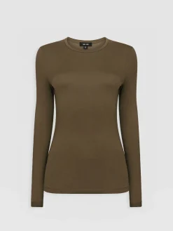 Fashion Saint and Sofia Austen Crew Neck Long Sleeve Tee - Khaki