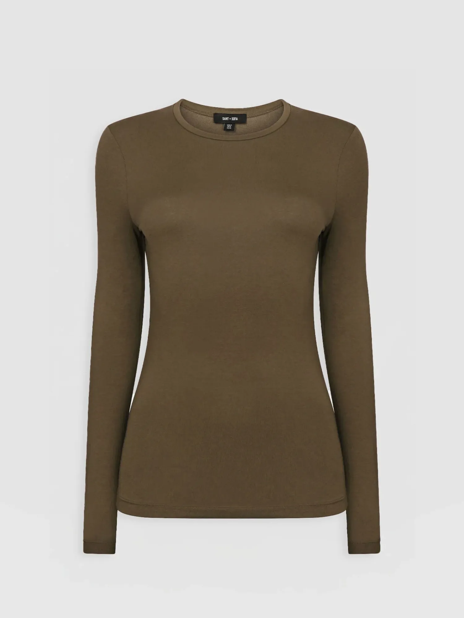 Fashion Saint and Sofia Austen Crew Neck Long Sleeve Tee - Khaki