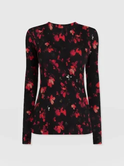 Outlet Saint and Sofia Austen Crew Neck Long Sleeve Tee - Pink Aurora