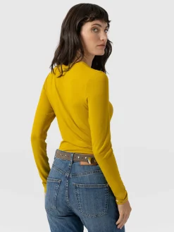 Online Saint and Sofia Austen Crew Neck Long Sleeve Tee - Mustard