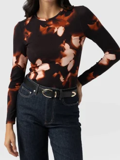 Outlet Saint and Sofia Austen Crew Neck Long Sleeve Tee - Orange Aurora