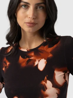 Outlet Saint and Sofia Austen Crew Neck Long Sleeve Tee - Orange Aurora