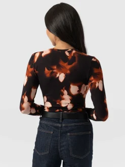 Outlet Saint and Sofia Austen Crew Neck Long Sleeve Tee - Orange Aurora