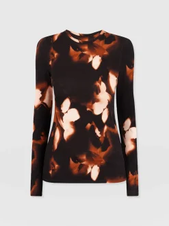 Outlet Saint and Sofia Austen Crew Neck Long Sleeve Tee - Orange Aurora