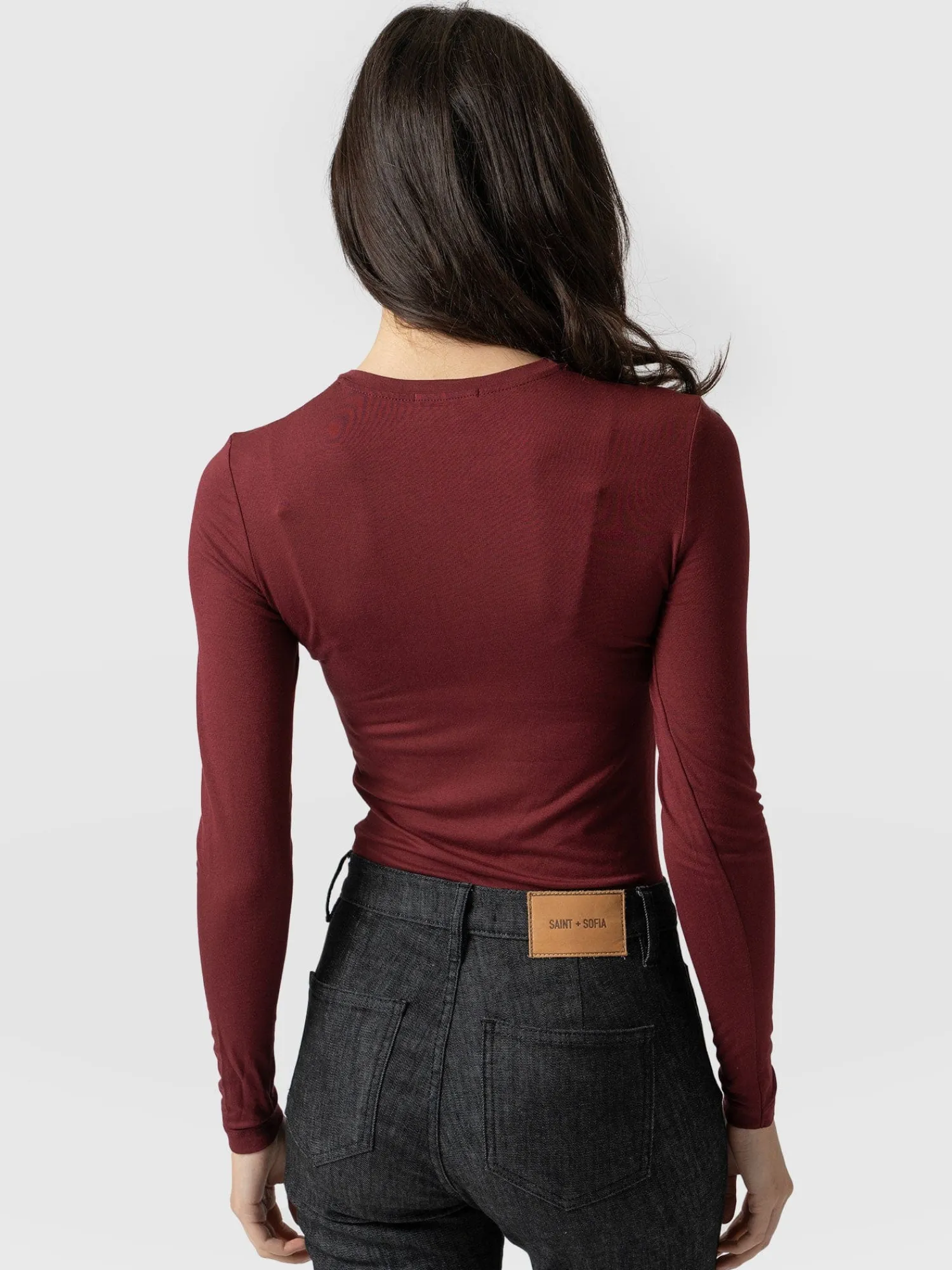 Discount Saint and Sofia Austen Crew Neck Tee - Burgundy