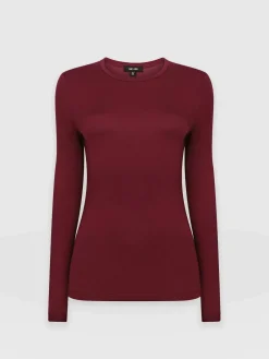 Discount Saint and Sofia Austen Crew Neck Tee - Burgundy