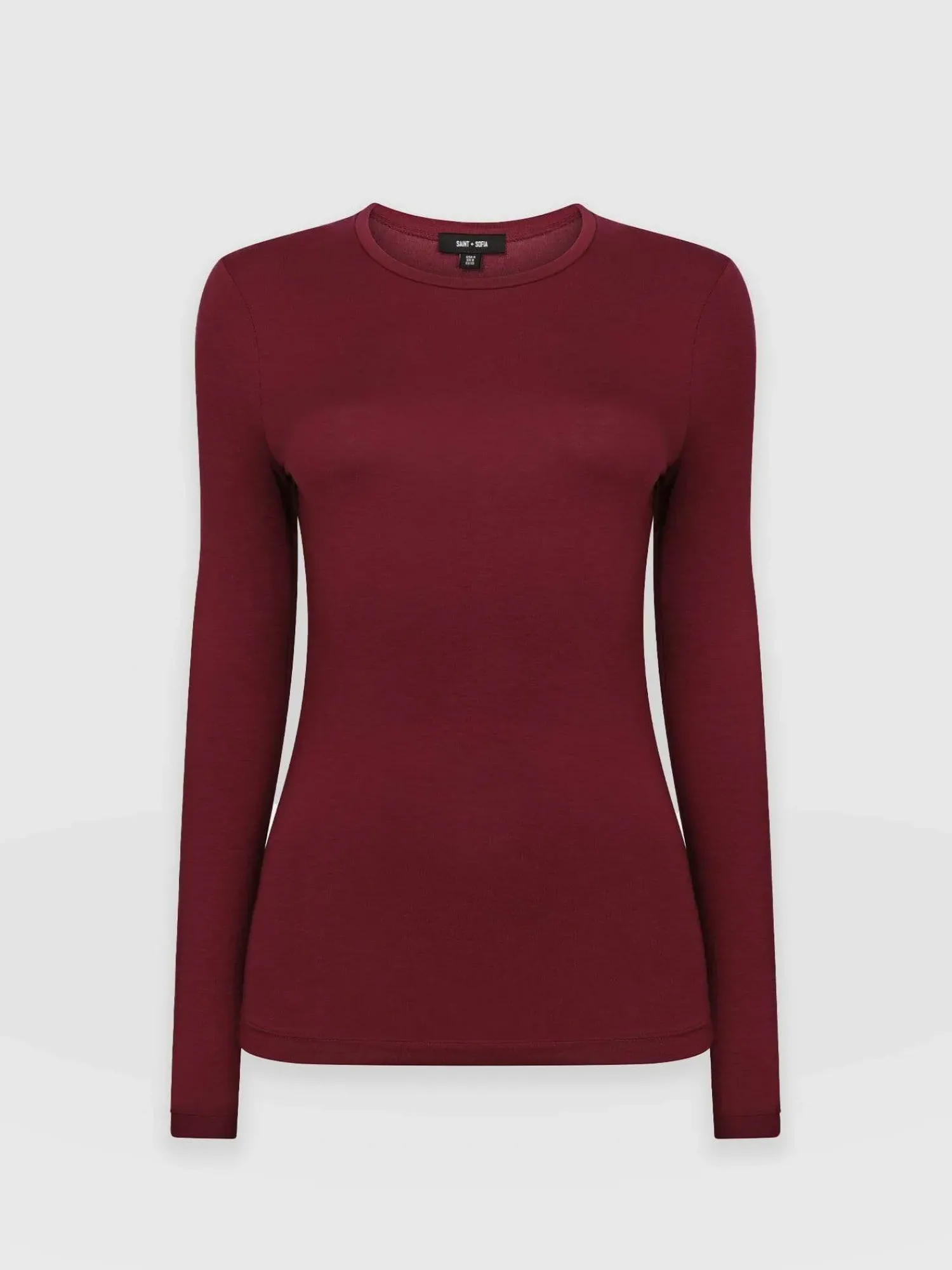 Discount Saint and Sofia Austen Crew Neck Tee - Burgundy