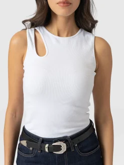 Fashion Saint and Sofia Axel Cut Out Vest - White