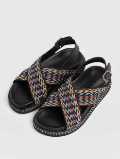 Outlet Saint and Sofia Bonnie Cross Over Sandals - Blue/Brown