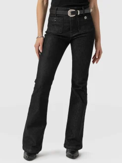 Outlet Saint and Sofia Bowie Stretch Flare Jeans - Black Wash