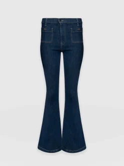 Sale Saint and Sofia Bowie Stretch Flare Jeans - Mid Blue