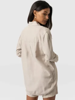 Clearance Saint and Sofia Boyfriend Shirt - Oatmeal Linen
