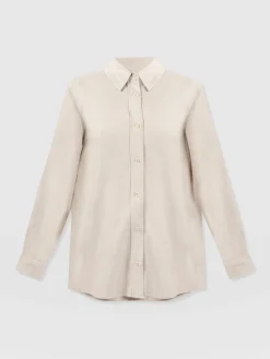 Clearance Saint and Sofia Boyfriend Shirt - Oatmeal Linen