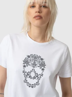 Discount Saint and Sofia Boyfriend Tee - White Skull