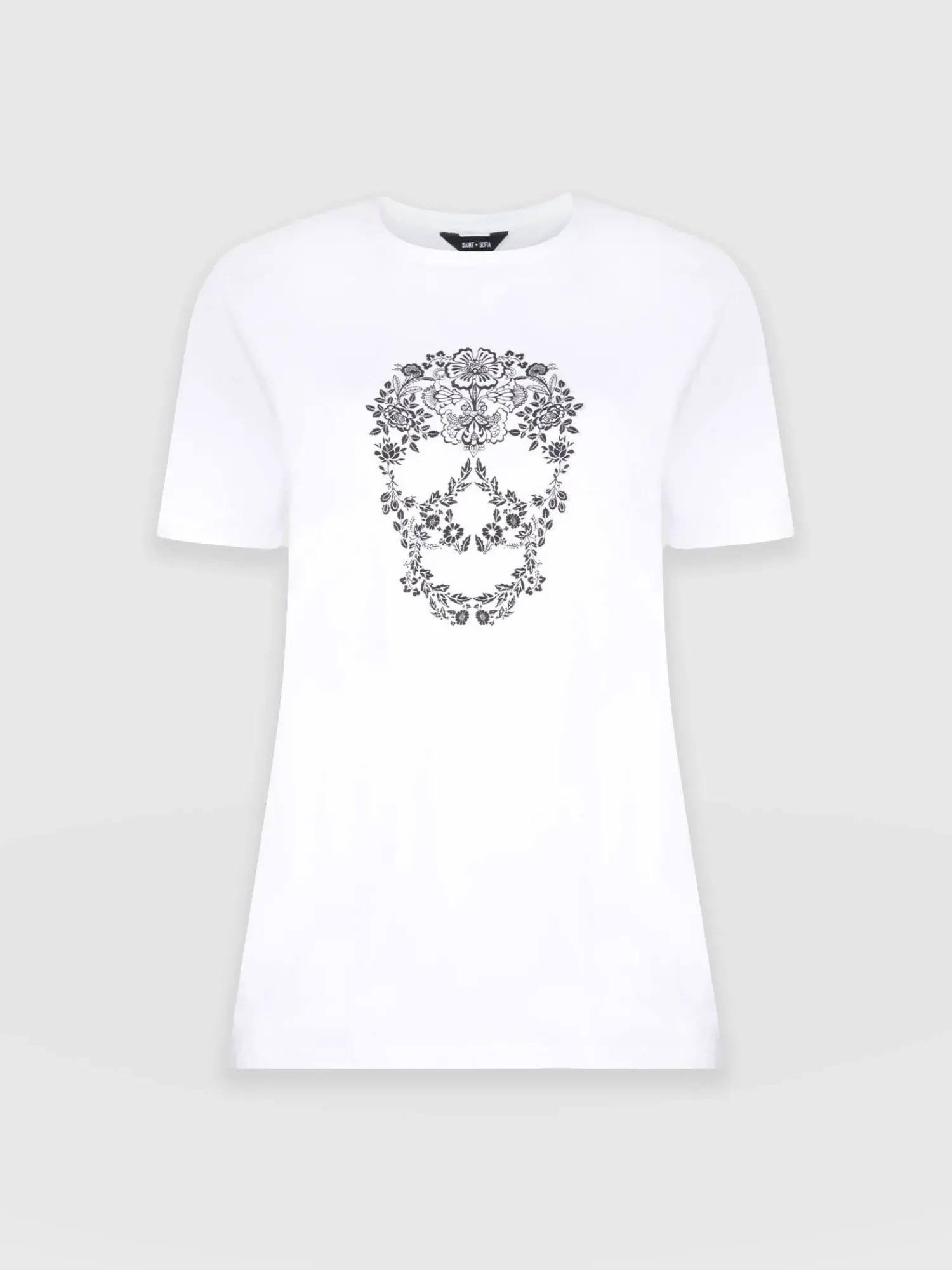 Discount Saint and Sofia Boyfriend Tee - White Skull