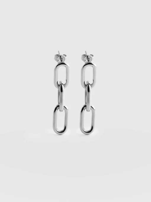 Online Saint and Sofia Cable Chain Drop Earrings - Silver