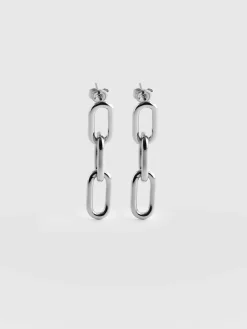 Online Saint and Sofia Cable Chain Drop Earrings - Silver