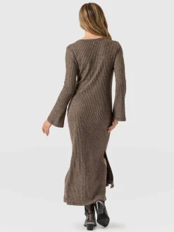 Online Saint and Sofia Callie Fluted Midi Dress - Beige