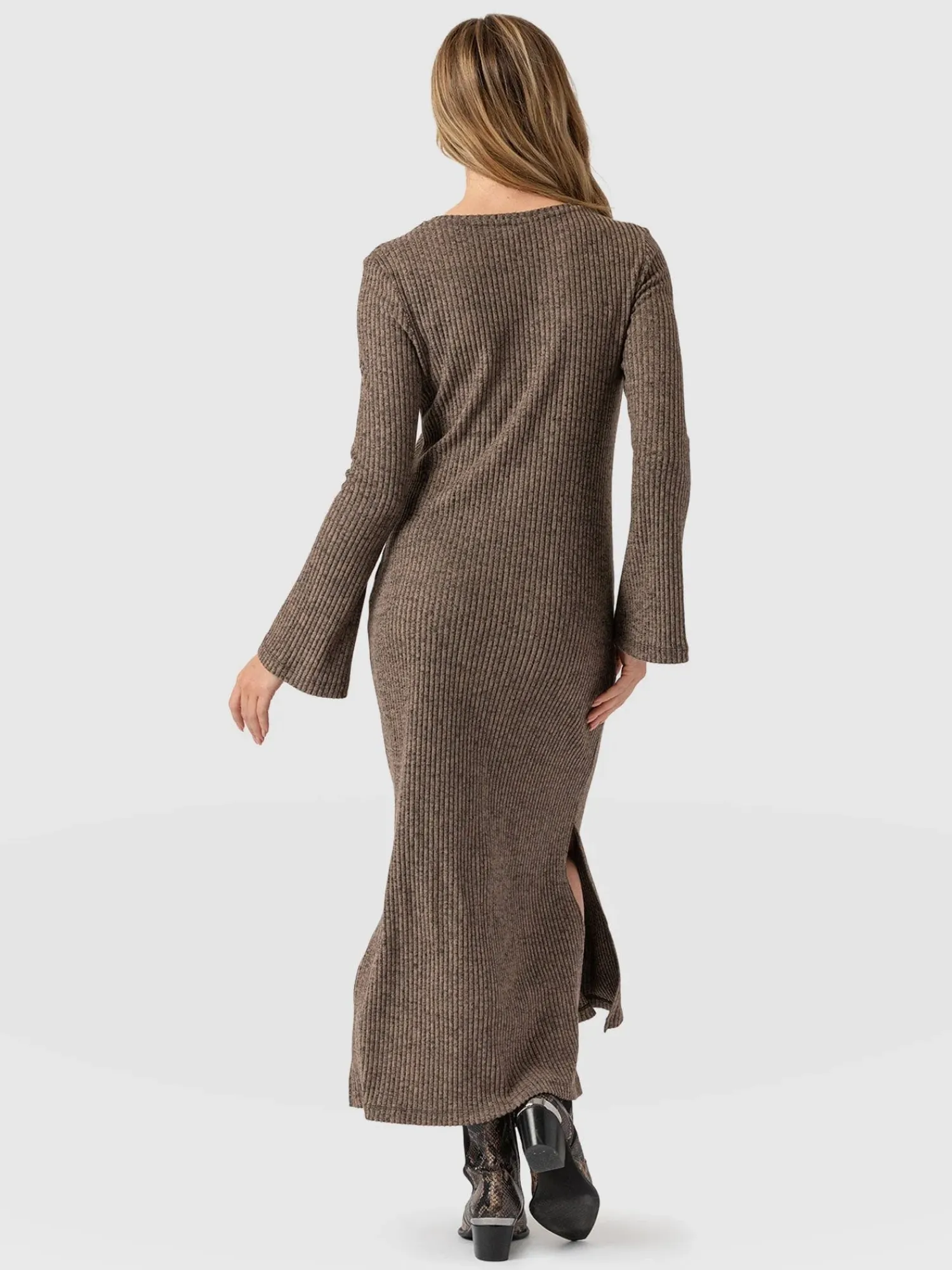 Online Saint and Sofia Callie Fluted Midi Dress - Beige