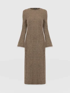 Online Saint and Sofia Callie Fluted Midi Dress - Beige