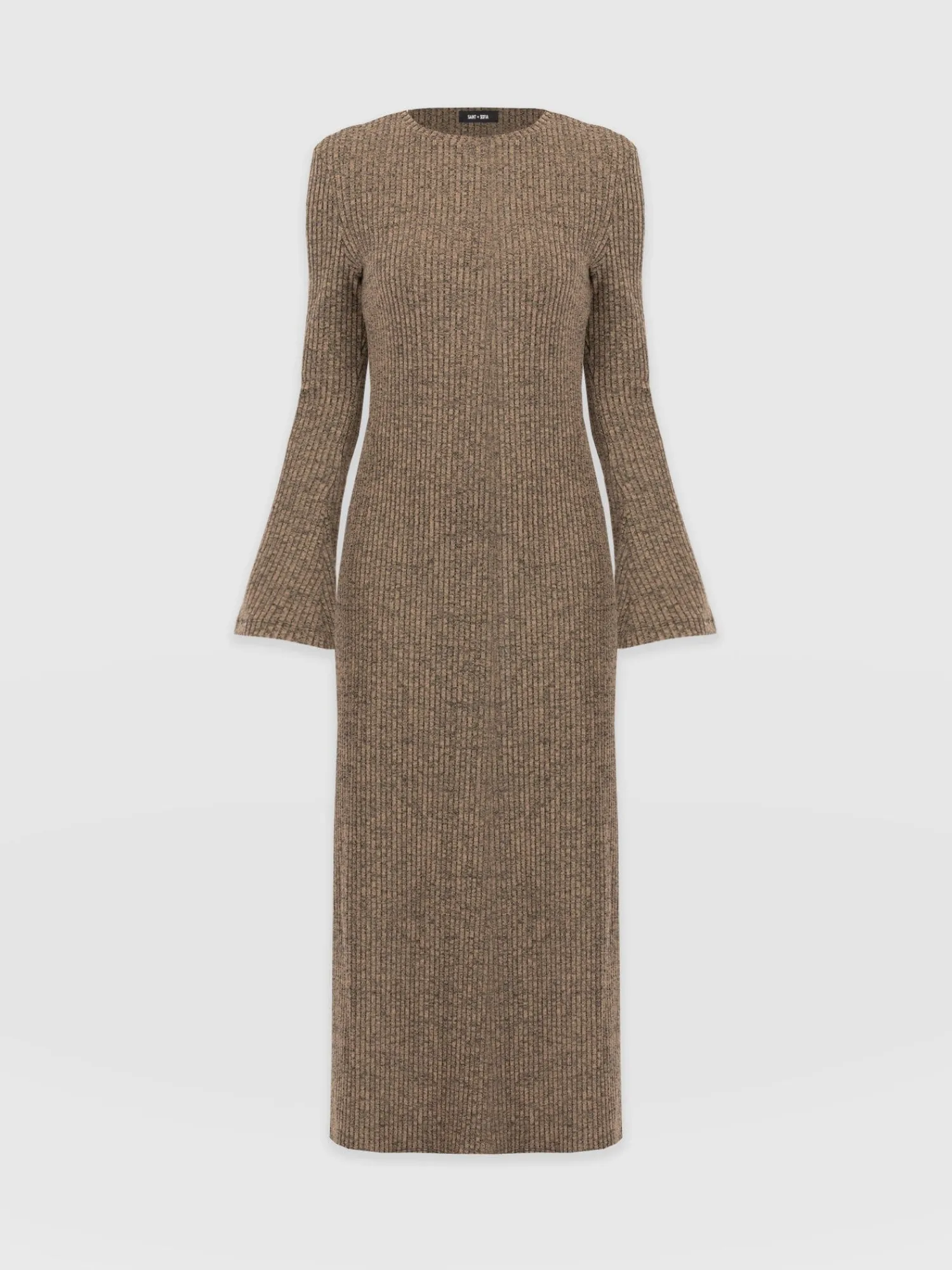 Online Saint and Sofia Callie Fluted Midi Dress - Beige