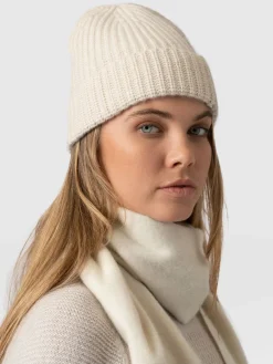 Hot Saint and Sofia Cashmere Beanie - Cream/Beige