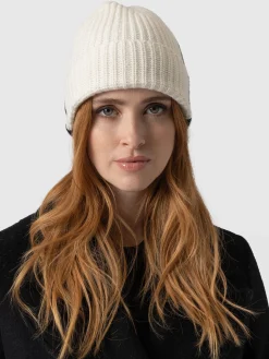 Hot Saint and Sofia Cashmere Beanie - Cream/Black
